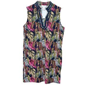 Stella Parker UPF 50 Blue Jay Navy Tropical Sleeveless Dress NWT Large